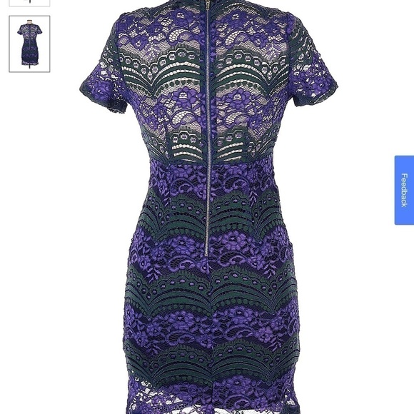 Romeo & Juliet Couture Purple Green Lace Cocktail Dress size Medium D - Picture 12 of 12